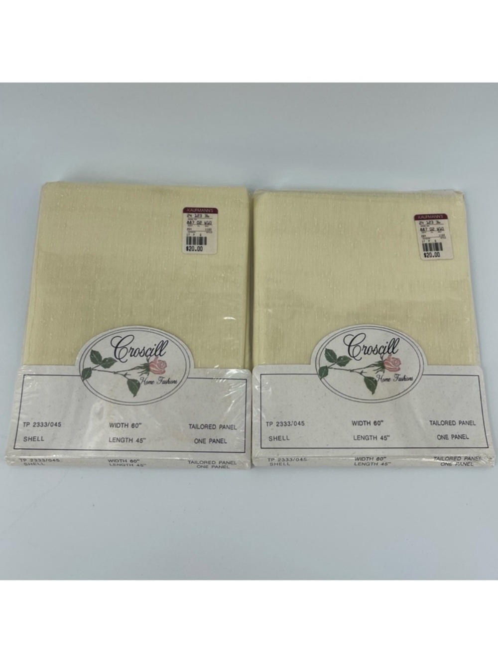 NEW Croscill Home Fashion Curtains in "Shell", 60"x45" Tailored Panel, Set of 2